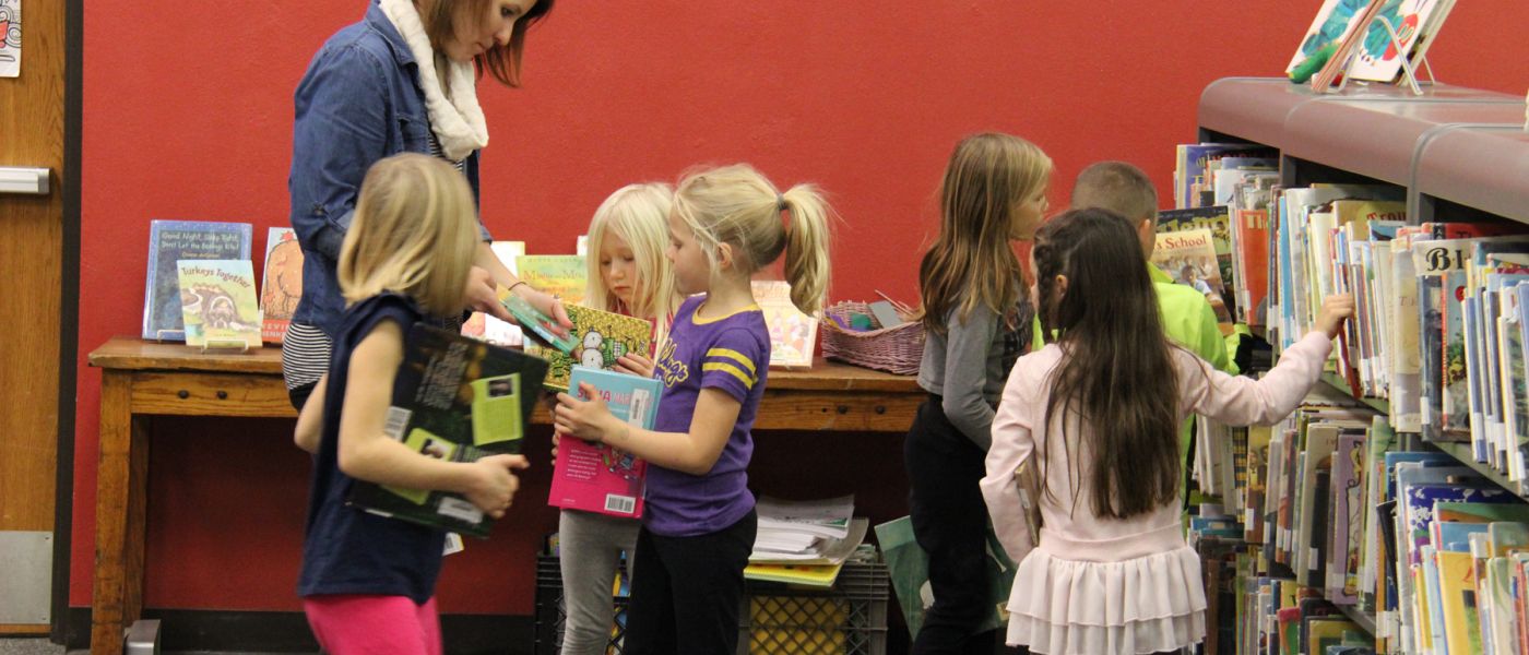 Students in the library at Spring Grove School