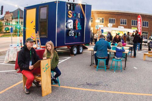 Participants experience the Tiny School of Art & Design by artist Heidi Jeub