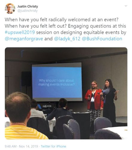 Twitter screenshot from session at Upwsell